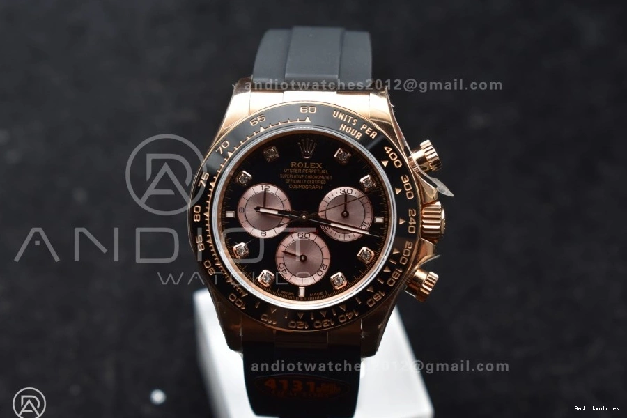 WaterResistant 1:1 Best V6 Diamonds Daytona SH4131 Edition (Weighted) RG QF Strap 801 on Dial 126515 Oysterflex Black 0711